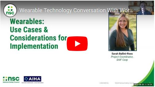 Image for Wearable Tech Conversation with NSC’s Work to Zero and AIHA [VIDEO]